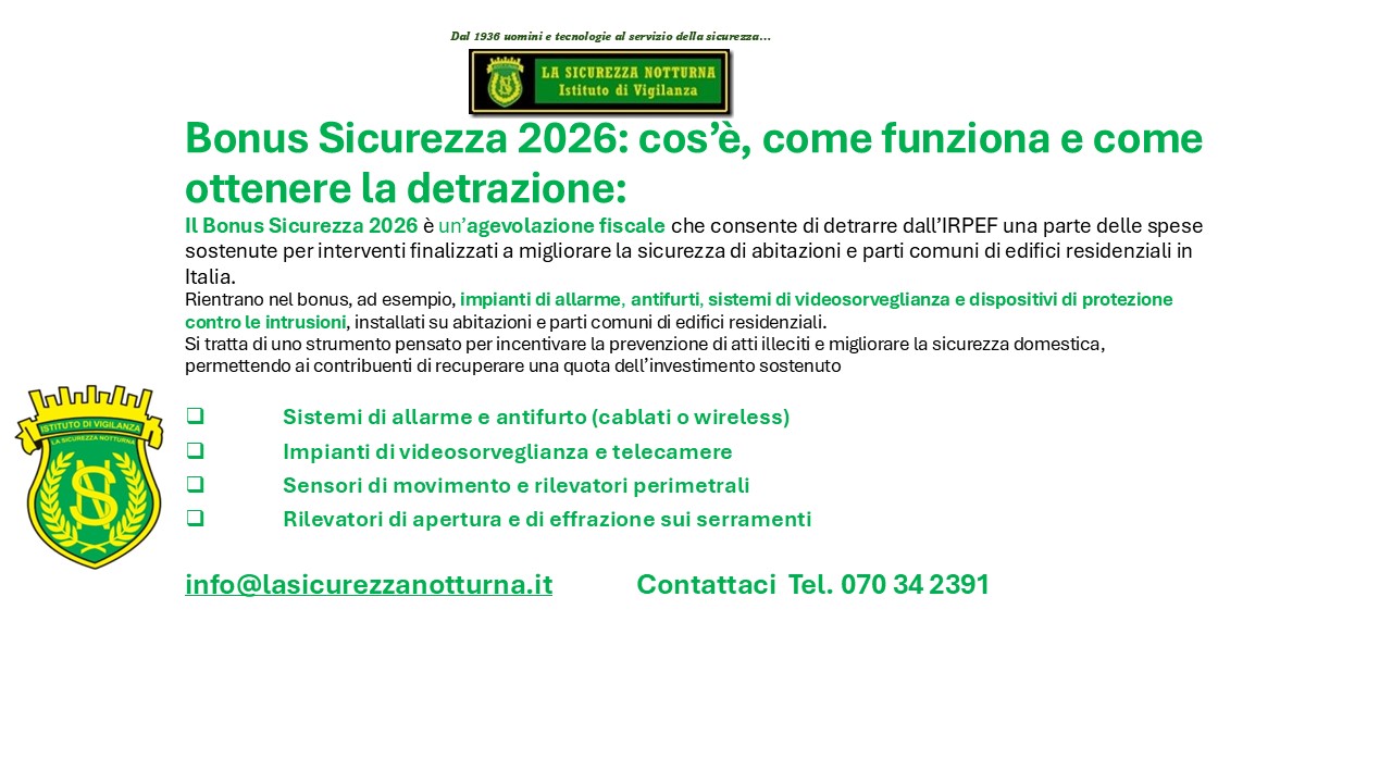 Bonus Sicurezza 2026